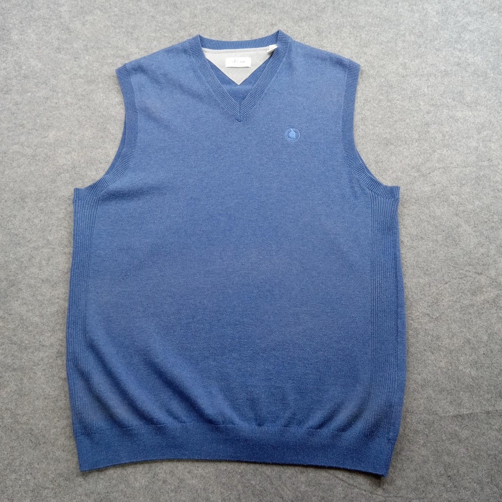 Adidas Sweater Vest Mens Medium AdiPure Blue Golf Knit V Neck Pullover Casual